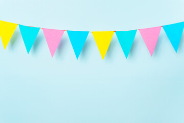 Background for celebration. Garland, triangular flag. お祝い用背景　ガーランド、三角旗