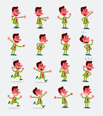Cartoon character businessman in smart casual style. Set with different postures, attitudes and poses, doing different activities in isolated vector illustrations.
