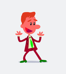 Pleasantly surprised businessman in isolated vector illustration
