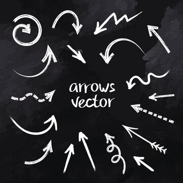 Grunge arrows vector set on black background