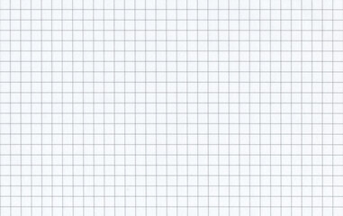 Sheet of blank white notebook grid paper background. Extra large highly detailed image. 