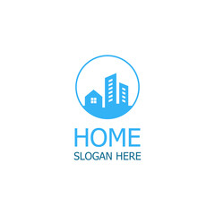 Blue Home Logo. House icon, Real estate logo. Stock illustration.