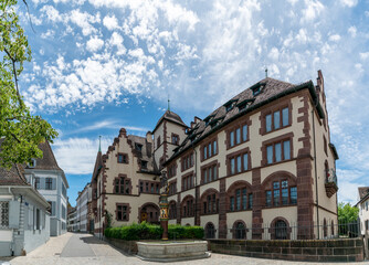 Fototapeta na wymiar view of the cantonal archives of Basel at the Martinsplatz Square in Basel