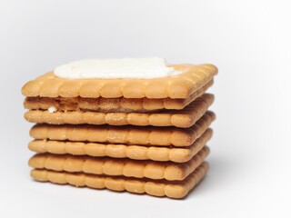 Various sweet biscuits isolated on white background. Healthy sweet cookies