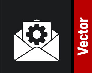 White Envelope setting icon isolated on black background. Vector Illustration.