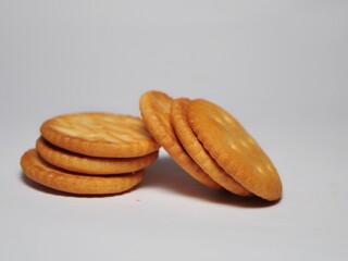Various sweet biscuits isolated on white background. Healthy sweet cookies