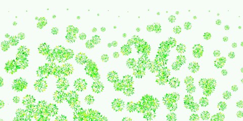 Light green, yellow vector background with christmas snowflakes.
