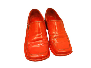 Red old shoes isolated.