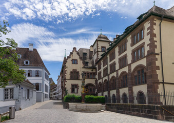 Fototapeta na wymiar view of the cantonal archives of Basel at the Martinsplatz Square in Basel