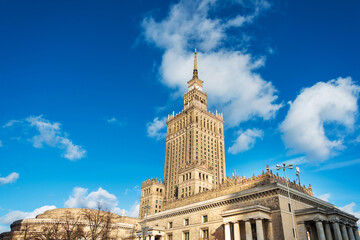 Warsaw, Poland - February 2, 2020: Palace of Culture and Science in Warsaw, Poland