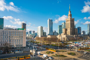 Fototapeta na wymiar Warsaw, Poland - February 2, 2020: Palace of Culture and Science in Warsaw, Poland