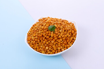 Chana Dal is a very popular Gujarati snack, Chana Dal masala in white bowl
