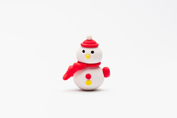 christmas snowman blister eraser with white background