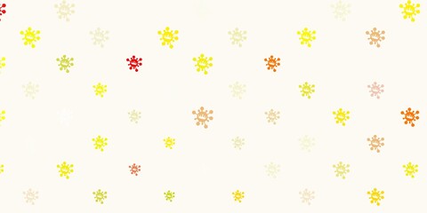 Light green, red vector background with covid-19 symbols.