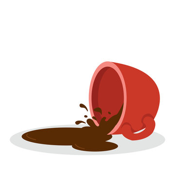 Spilled coffee red cup vector with splash