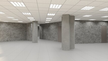 empty pavilion, interior visualization, 3D illustration