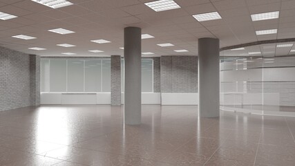 empty pavilion, interior visualization, 3D illustration