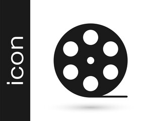Grey Film reel icon isolated on white background. Vector Illustration.