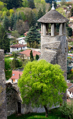 Fototapeta na wymiar old rock castle tower in the mountains