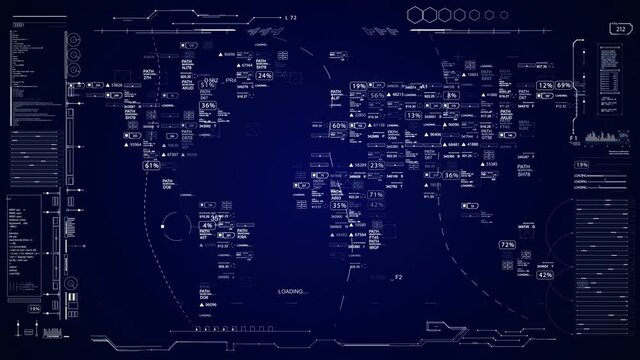 HUD technological background.World map.Global connection.Futuristic Sci Fi digital infographic elements.Blue.