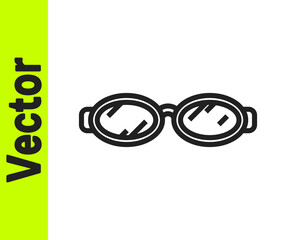 Black line Glasses for swimming icon isolated on white background. Goggles sign. Diving underwater equipment. Vector Illustration.