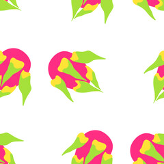 Exotic fruit pattern. Vector seamless background made in funny doodle style. Clipart food elements. Hand painted elements.