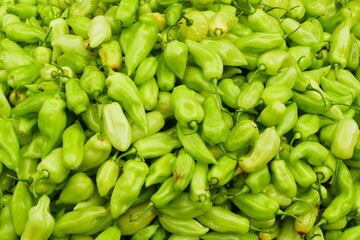Green Brazilian Chilli pepper Cheiro do Norte (Capsicum chinense) at the market in Belem, state of Para, Brasil