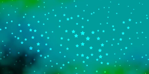 Dark Blue, Green vector template with neon stars. Colorful illustration with abstract gradient stars. Theme for cell phones.