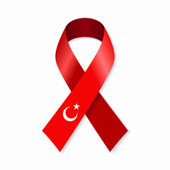 Turkish flag stripe ribbon on white background. Vector illustration.