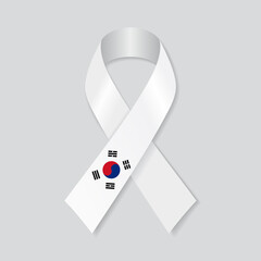 South Korean flag stripe ribbon on white background. Vector illustration.