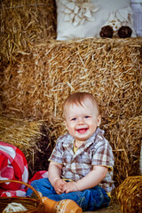 little boy sitting on hay © Alexander