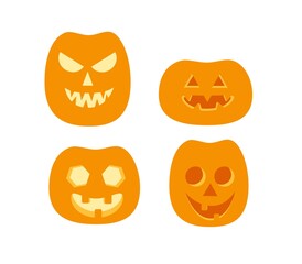 Jack-o-lantern, Halloween set. Vector illustration.