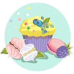  Composition of sweets and berries.