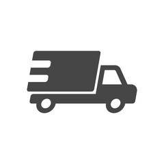Fast shipping delivery truck icon in flat style isolated on white background.