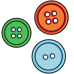 three multicolored buttons in a triangular arrangement