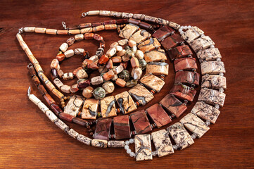 a few necklace made of Ural Jasper