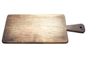 Vintage wooden cutting board isolated on white background