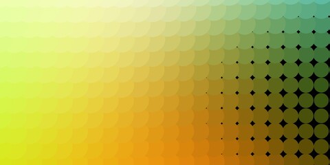 Light Green, Yellow vector pattern with circles. Glitter abstract illustration with colorful drops. New template for your brand book.