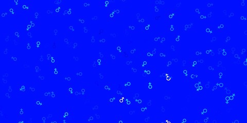 Light BLUE vector texture with women's rights symbols.