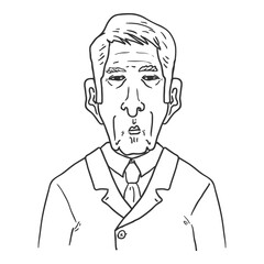 Vector Outline Character - Old Asian Man.