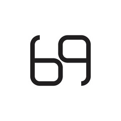 Number 69 or GG letter logo design vector