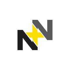 NN letter with plus logo design vector