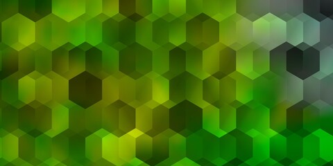 Fototapeta na wymiar Light Green, Yellow vector backdrop with hexagons.