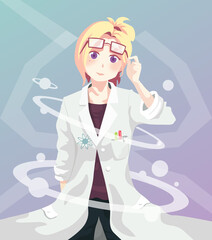 Cute girl scientist illustration