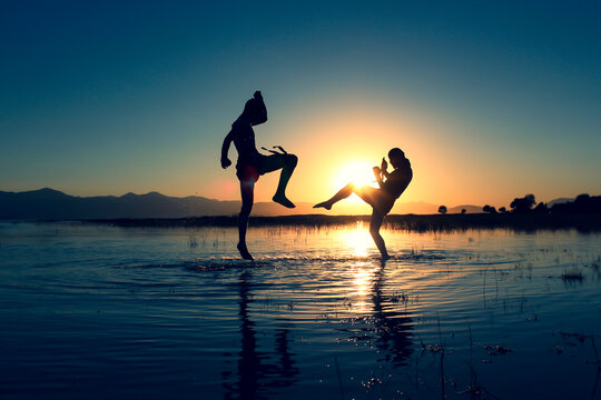 aikido, binary, brave, compatible together, crazy, crazy people, dynamic, dynamism, energetic, exuberant, far east, fearless, funny people, games, healthy, karate, kick, lake, muay tha, muay thai figh