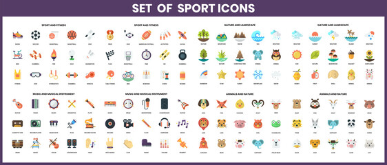Fototapeta na wymiar Set of outdoor activity icons in flat design elements icons set.