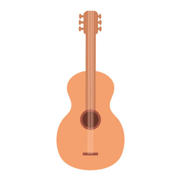 Classical Wooden Guitar, String Plucked Musical Instrument Vector Illustration Design