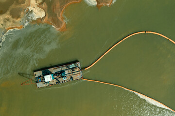 A dredger working in the quarry for sand mining