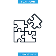 Puzzle Icon Vector Logo Design Template. Editable Stroke.