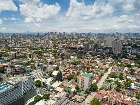 Quezon City, Philippines: Quezon City cityscape with skyscrapers along EDSA in the background.